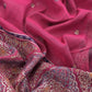 Dark Pink Linen Chanderi Suit Fabric With Jamdani Weaving And Embroidery