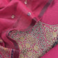 Dark Pink Linen Chanderi Suit Fabric With Jamdani Weaving And Embroidery
