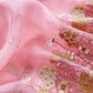 Baby Pink Handloom Kora Silk Suit With Parsi Embroidery