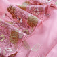 Baby Pink Handloom Kora Silk Suit With Parsi Embroidery