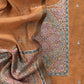Mustard Ochre Linen Chanderi Suit Fabric With Jamdani Weaving And Embroidery