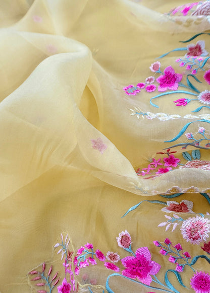 Pure organza suit with parsi thread embroidery

