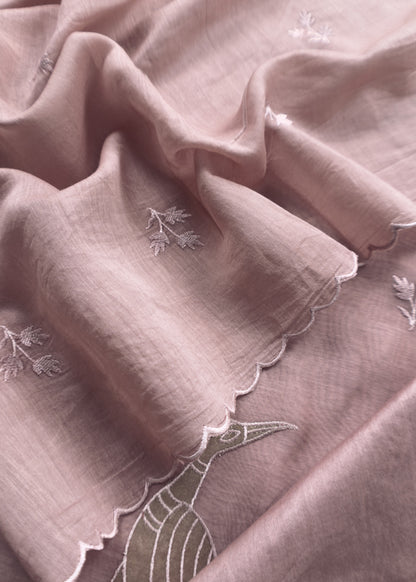 Light Brown Presenting Our Pure Mul Cotton Unstitched Dupatta Suit With Tissue Appliqué Work
