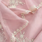 Pink Handloom Kora Silk Unstitched Suit Fabric With French Thread Embroidery