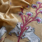 linen chanderi suit with jamdani parrot weaving

