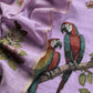 linen chanderi suit with jamdani parrot weaving


