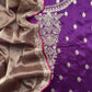 Luxe Violet Golden Handloom Silk Suit Fabric With Dabka, Dori And Gotapatti Hand Work
