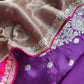 Luxe Violet Golden Handloom Silk Suit Fabric With Dabka, Dori And Gotapatti Hand Work