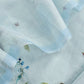 Powder Blue Brush Print Pure Kora Silk Unstitched Suit Fabric With Appliqué Work And Pitta Embroidery