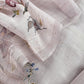 Grey Brush Print Pure Kora Silk Unstitched Suit Fabric With Appliqué Work And Pitta Embroidery