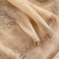 Beige Handloom Kora Silk Unstitched Suit Fabric With French Thread Embroidery