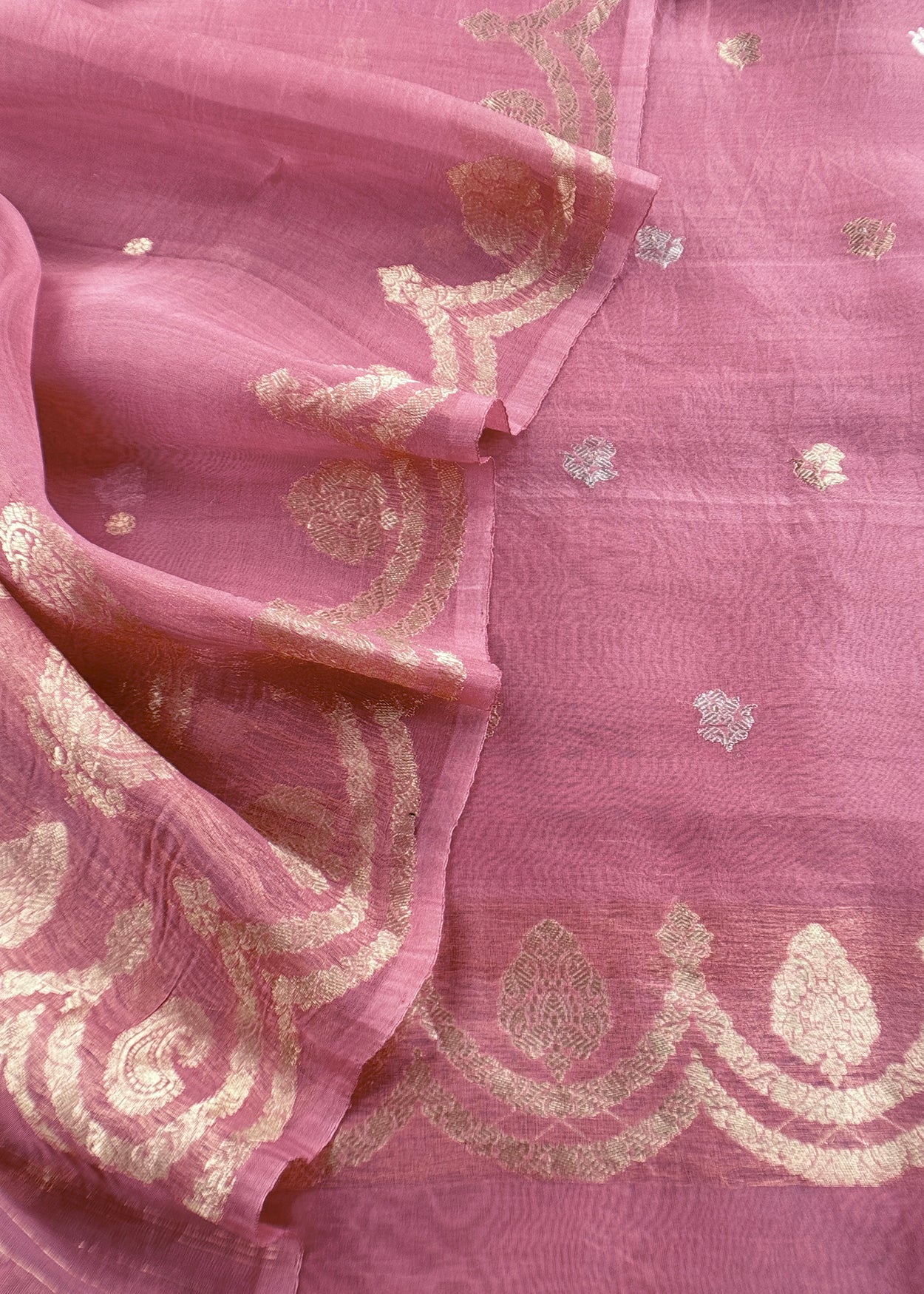 Premium quality kora silk unstitched suit with dupatta

