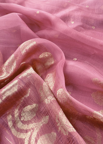 Luxury Handloom kora silk suit with kadwa weaves

