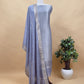 English Blue Brocade Silk Suit Fabric with Gold Weaving