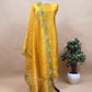 Marigold Yellow Handloom Silk Kurta And Kora Silk Dupatta With Meenakari Weaving