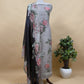 Floral Paradise Cheeku Charcoal Floral Sequin Suit In Pure Kora Silk Fabric