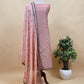 Peach Cross Stitch Handloom Chanderi Suit Fabric