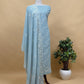 Light Blue Paisley Pure Mulmul Suit With Resham Embroidery
