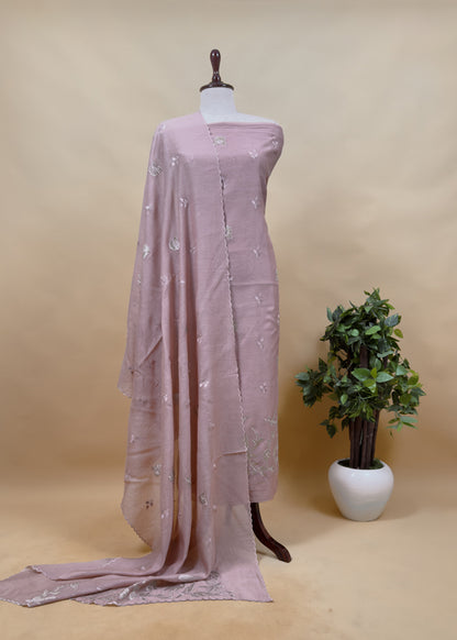 Pastel Pink Presenting Our Pure Mul Cotton Unstitched Dupatta Suit With Tissue Appliqué Work