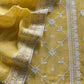 Mango Yellow Festive Mulmul Suit Fabric With Resham Embroidery And Pearls