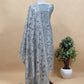 Grey Cutwork Tissue Silk Suit With Dupatta