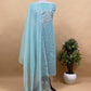 Sky Blue Kota Doria Dupatta Suit With Pitta Work