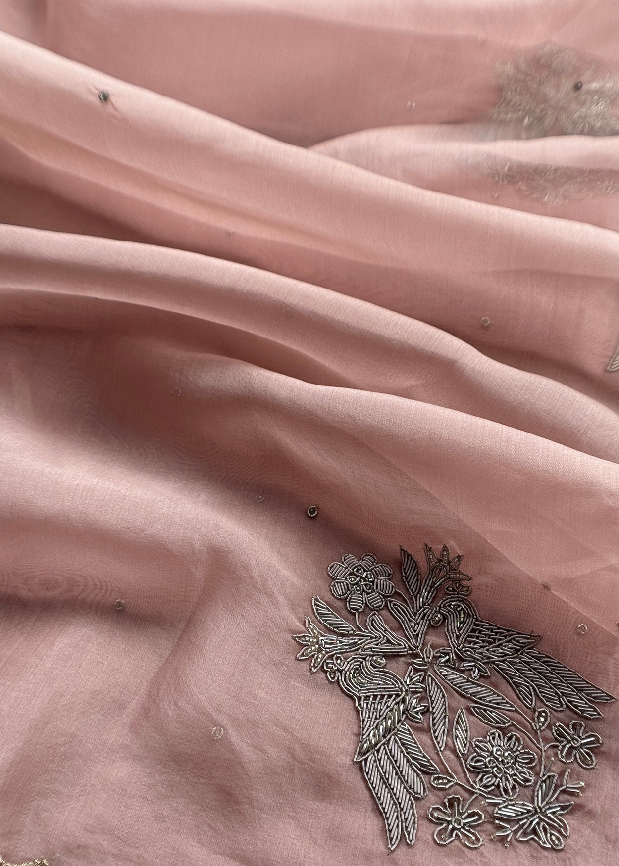 Luxury kora silk suit with hand embroidery work

