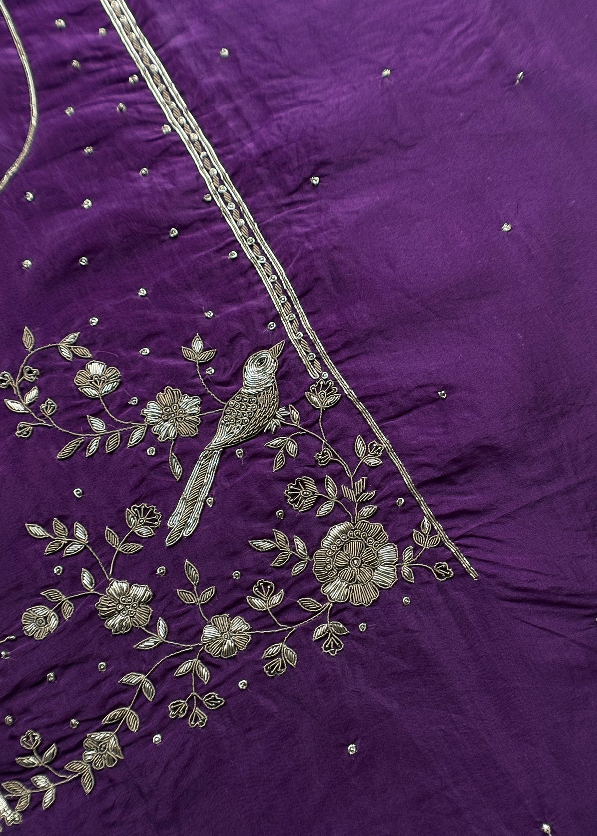 Luxury kora silk suit with hand embroidery work