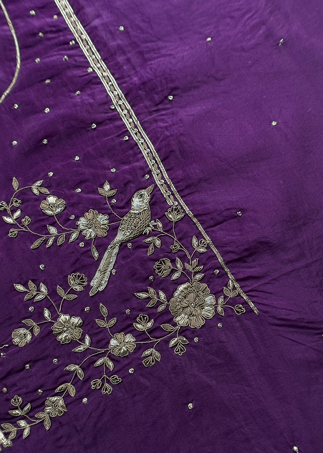 Luxury kora silk suit with hand embroidery work