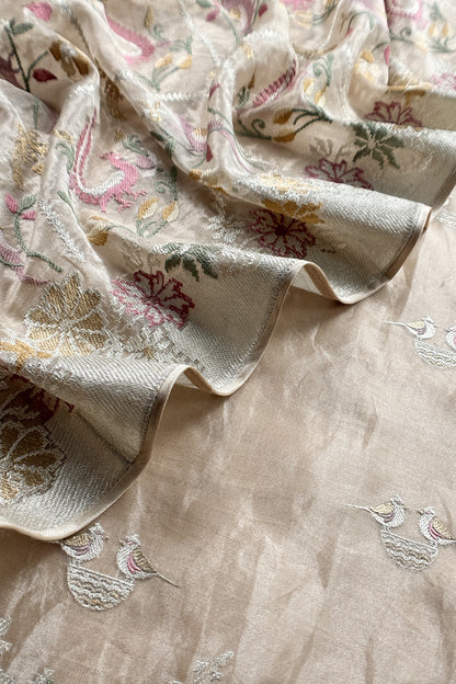 Embroidered Tissue Silk Suit


