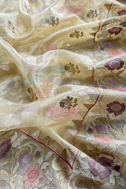 Light Yellow  Handloom Tissue Suit With Dupatta