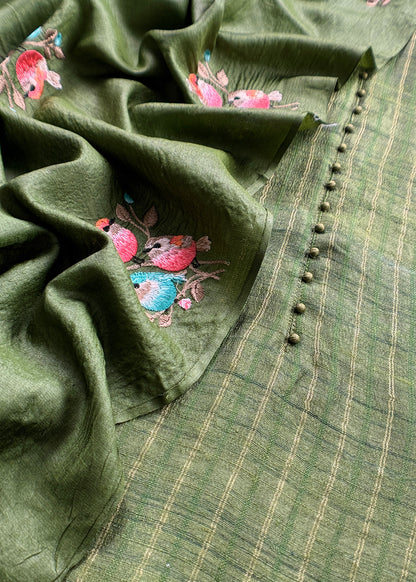 Pure handloom desi tussar suit with dupatta