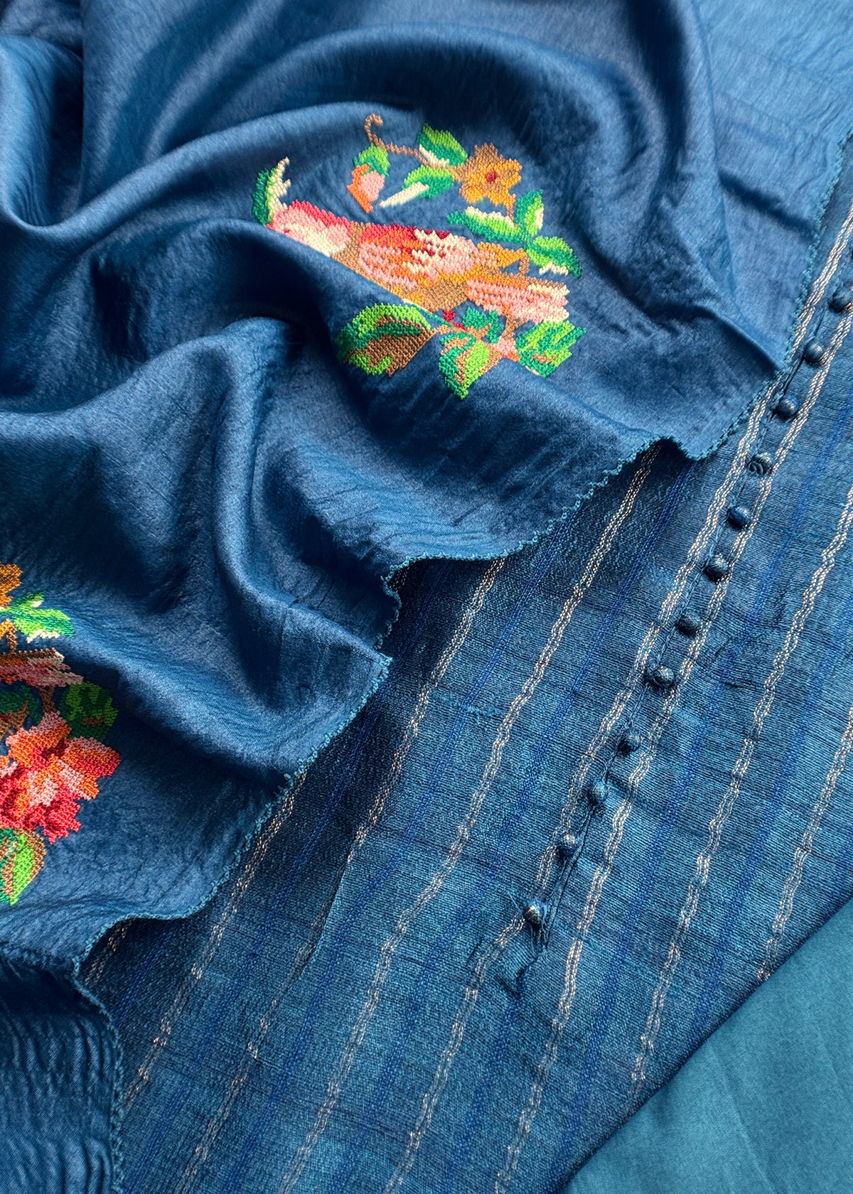 Handloom desi tussar unstitched suit fabric