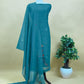 Black Linen Chanderi Suit Fabric With Phoolo Ki Jamdani Weaving