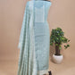 Pastel Blue Jamdani Weaving Unstitched Suit In Maheshwari