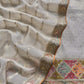 Mettalic Off White Embroidered Tissue Silk Suit