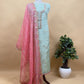 Yellow Pure Organza Kurta and Leheriya dupatta with Gotapatti handwork and Foil print