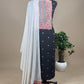 Black Cotton Suit With Contrast White Dupatta