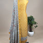 Yellow Bandhani Suit In Maheshwari With Madhubani Dupatta