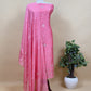 ⁠Blush Pink Pure Mul Chanderi Suit With Tissue Applique Work