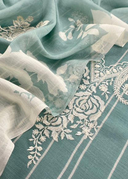 mulmul unstitched suit with dupatta

