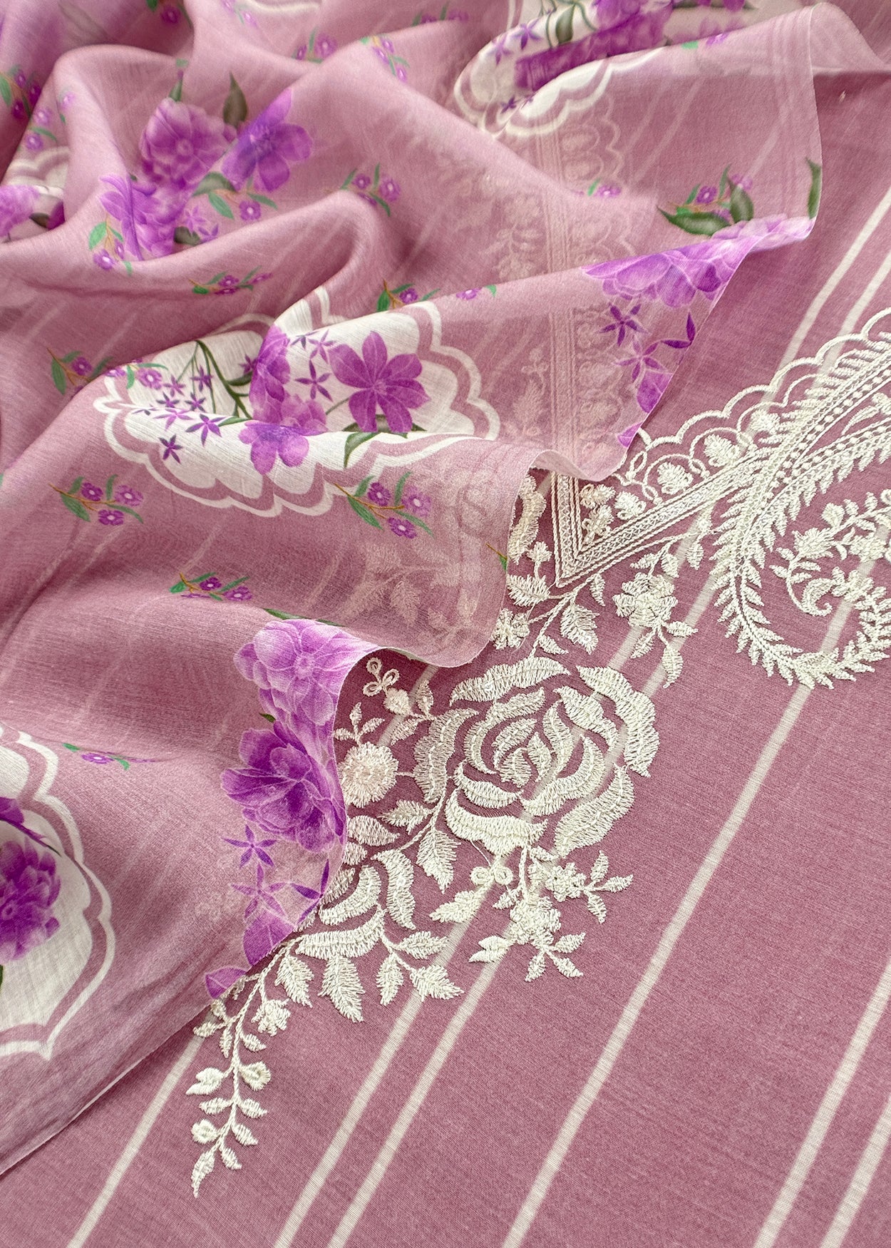 mulmul unstitched suit with dupatta

