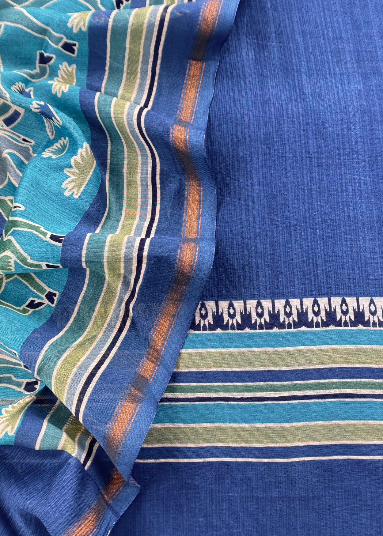 Blue Maheshwari Silk Suit With Pichwai Dupatta