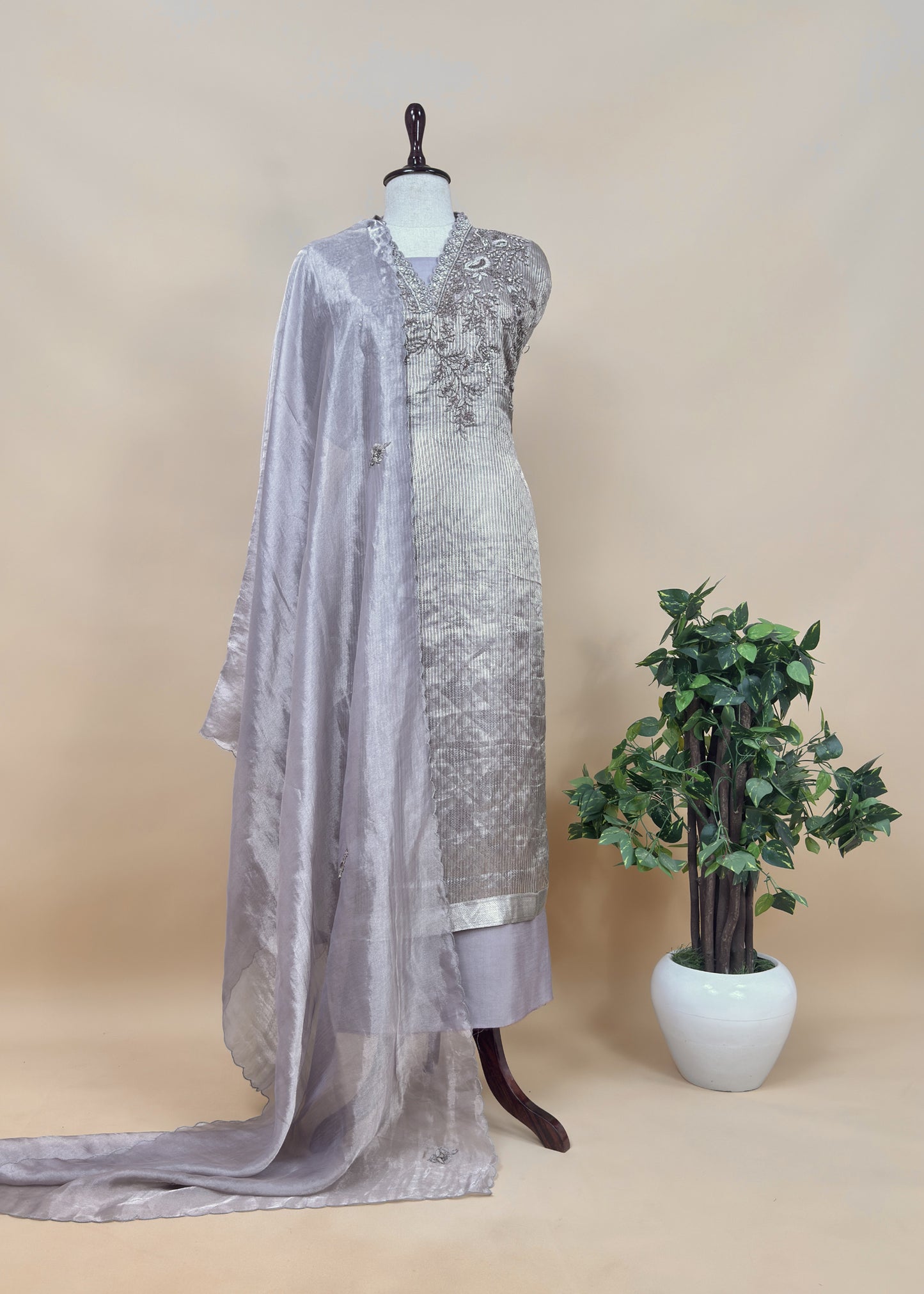 Bridesmaid Edit Brocade Varanasi Tissue Silk Suit Fabric With Handwork