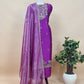 Purple Handloom Silk Suit With Zardosi Handwork