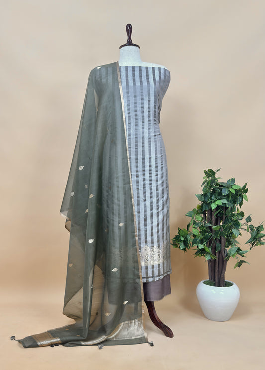 Gary Zari Woven Handloom Silk Suit Fabric