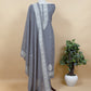 Gray Linen Chanderi  Unstitched Suit With Jamdani Weaving
