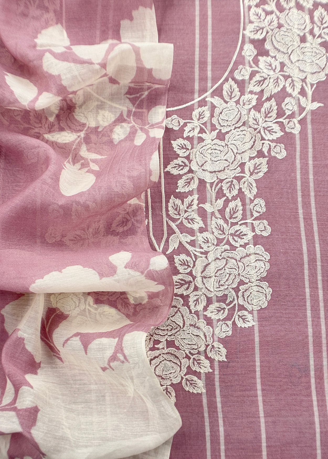 mulmul unstitched suit with dupatta

