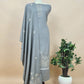 English Grey Pure Merino Wool With Flamingo Gold Silver Aari Embroidery