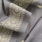 Gray Linen Chanderi  Unstitched Suit With Jamdani Weaving